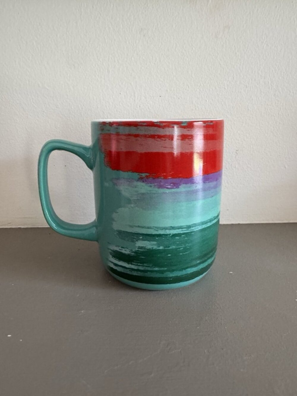 Starbucks 2021 Holiday Coffee Mug 18oz Green Red Purple Paint Brush Strokes - Picture 2 of 6